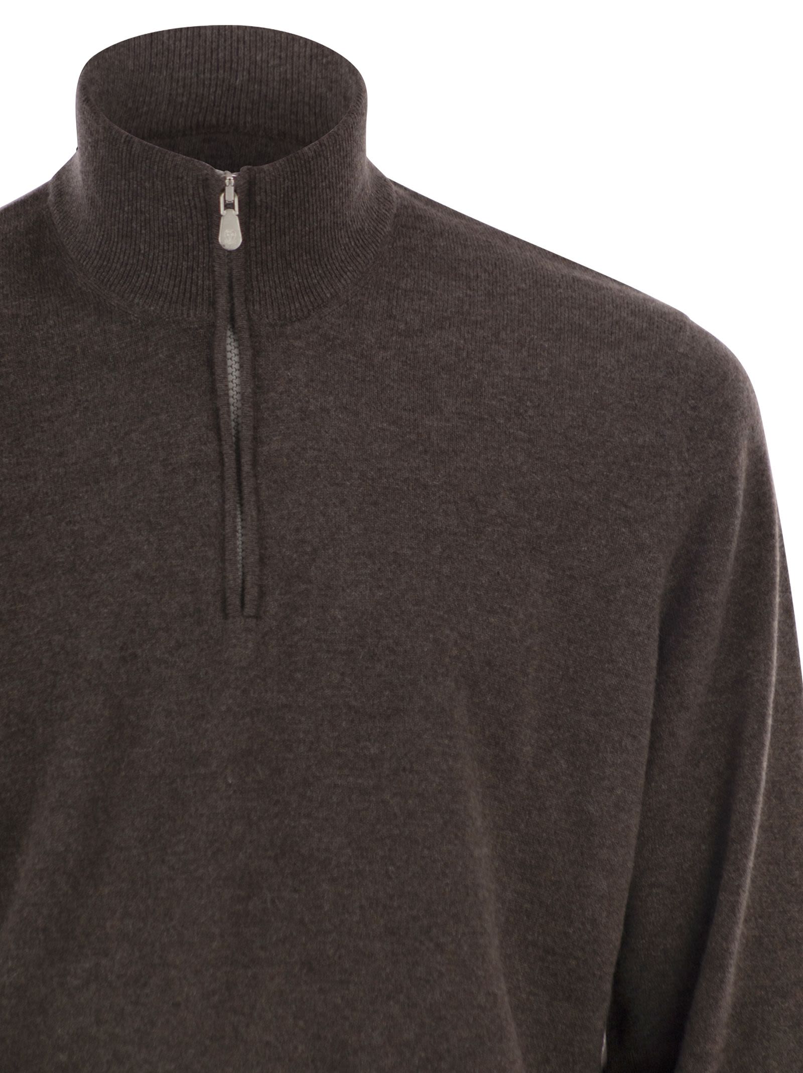 Brunello Cucinelli Men Cashmere Turtleneck Sweater With Zipper