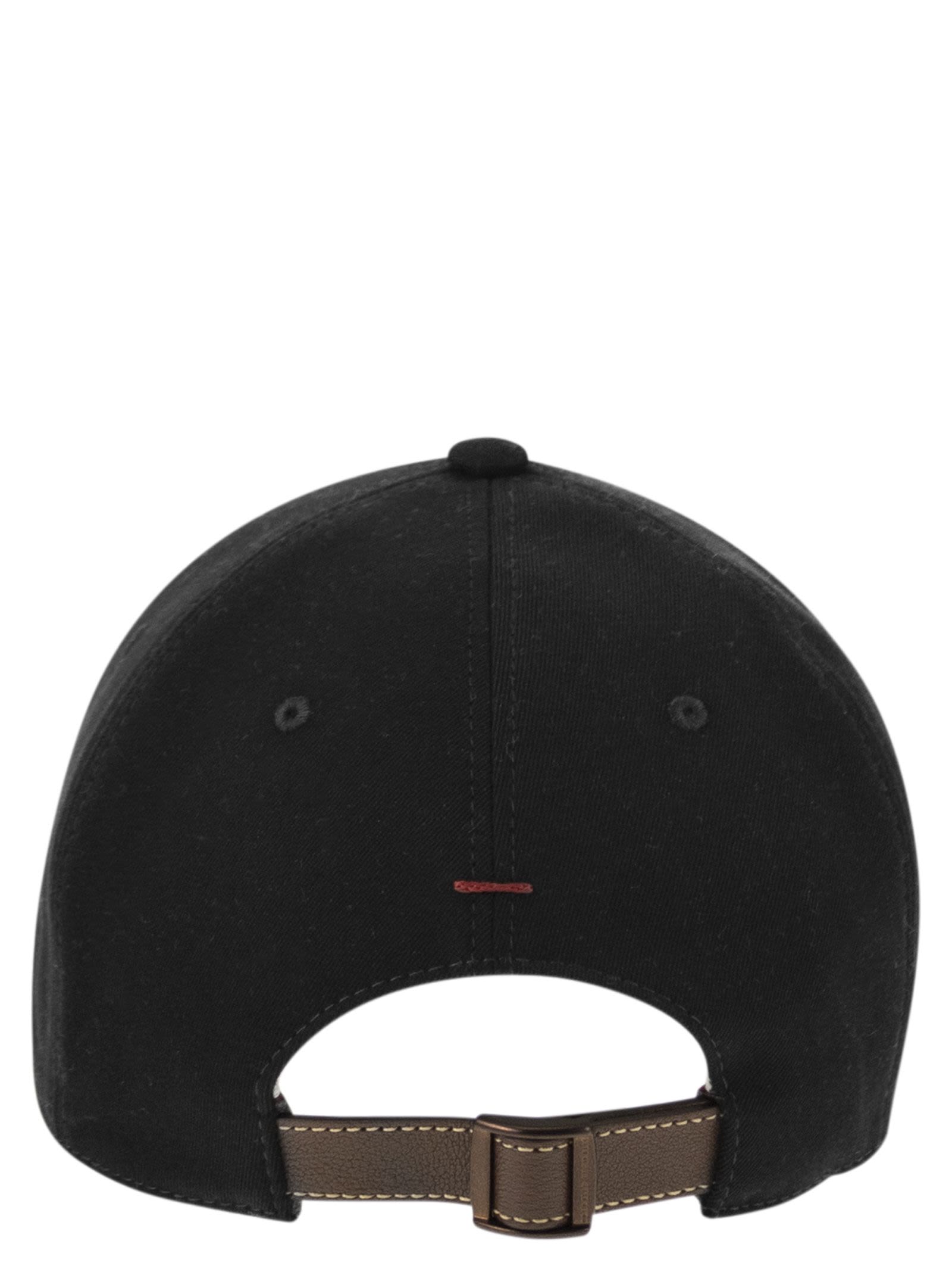 Brunello Cucinelli Men Baseball Cap In Garment-Dyed Twisted Cotton Gabardine With Embroidered Logo