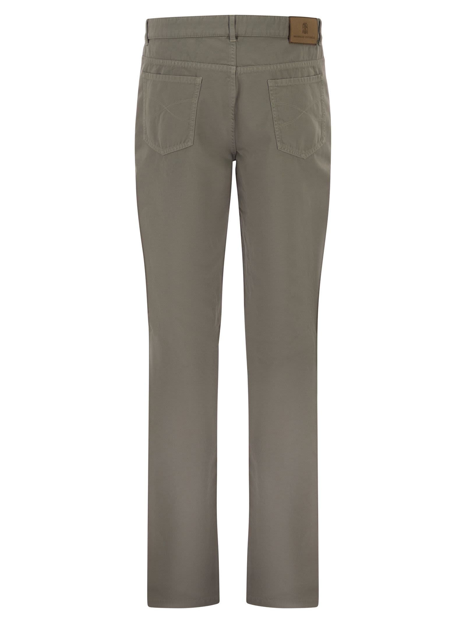 Brunello Cucinelli Men Garment-Dyed Five-Pocket Cotton Trousers