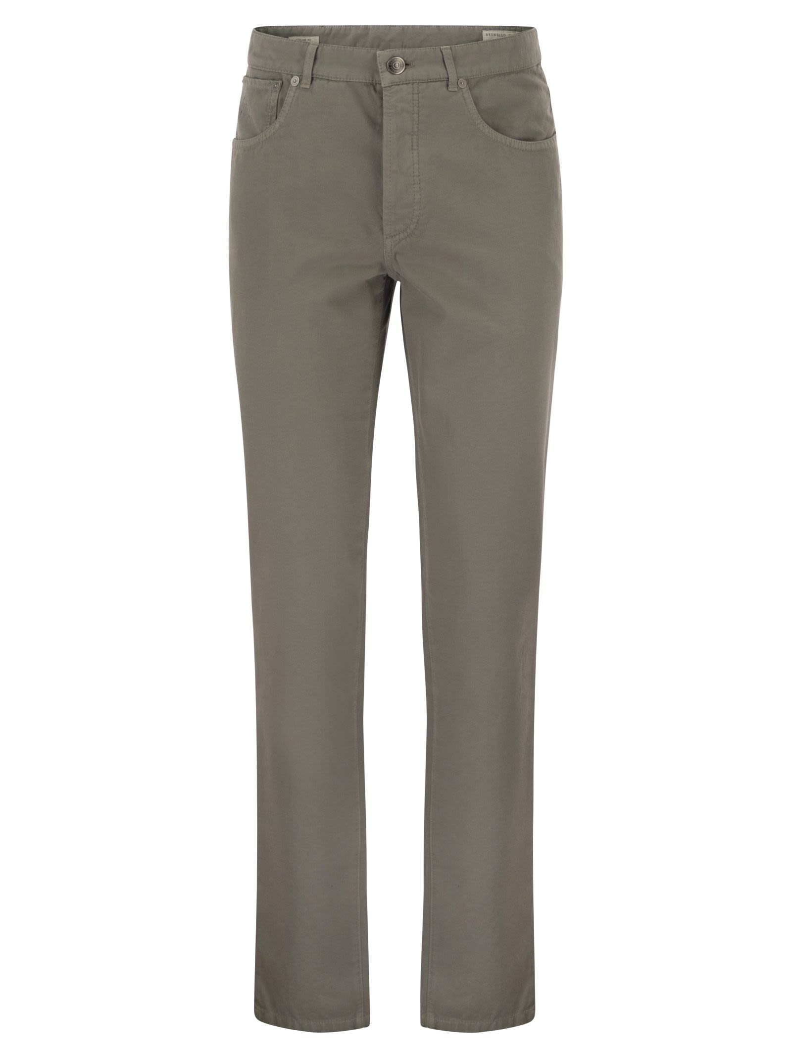Brunello Cucinelli Men Garment-Dyed Five-Pocket Cotton Trousers