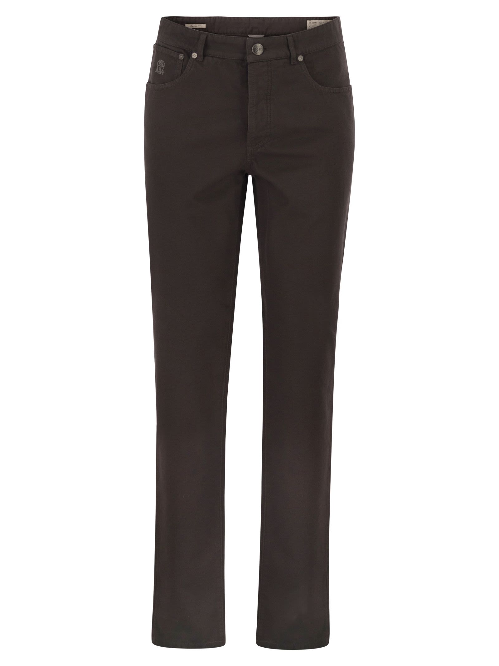 Brunello Cucinelli Men Garment-Dyed Five-Pocket Cotton Trousers