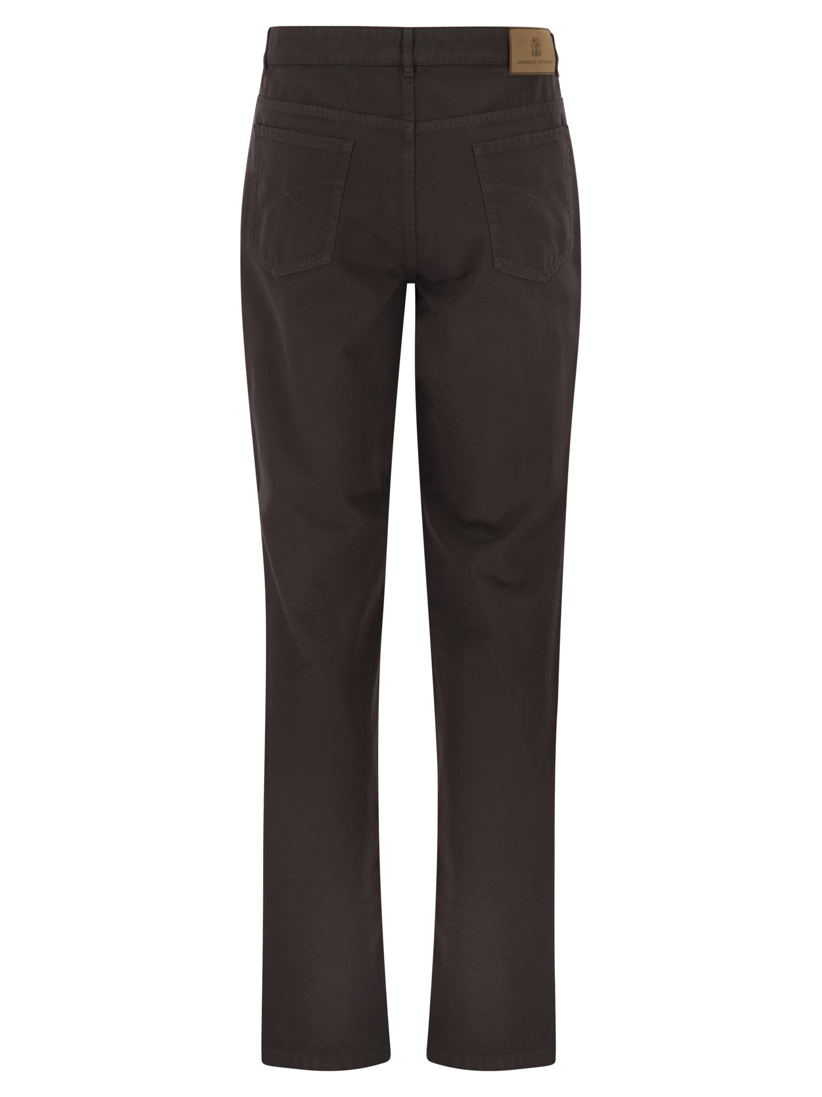Brunello Cucinelli Men Garment-Dyed Five-Pocket Cotton Trousers