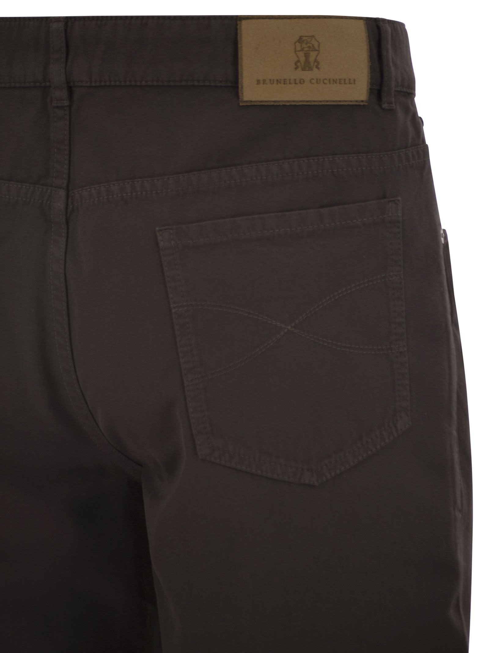 Brunello Cucinelli Men Garment-Dyed Five-Pocket Cotton Trousers