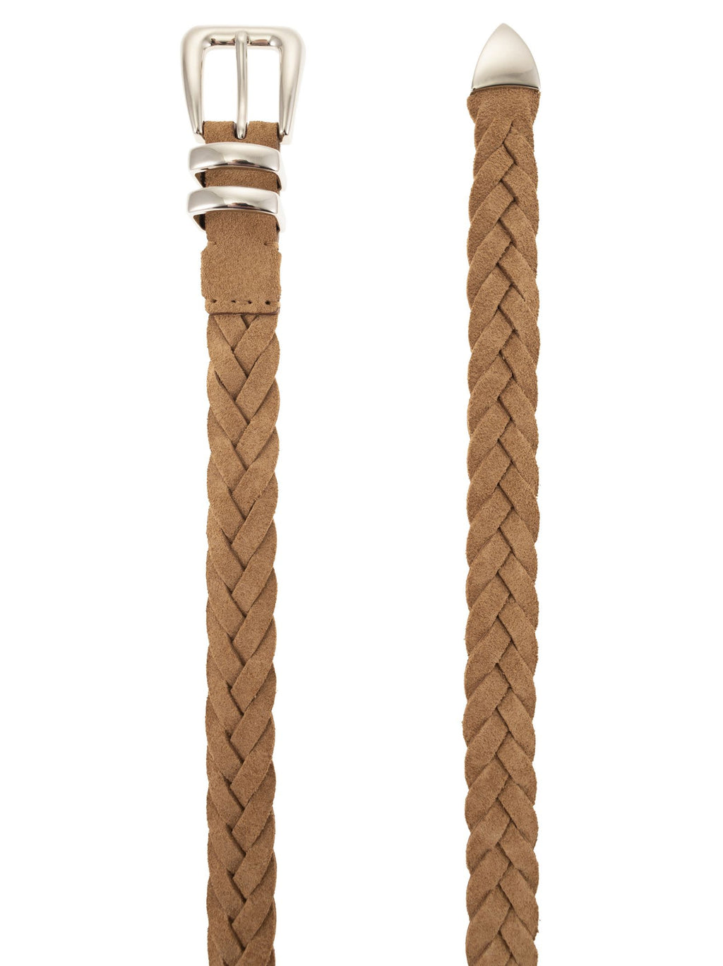 Brunello Cucinelli Men Reversed Calfskin Belt With Braided Tip