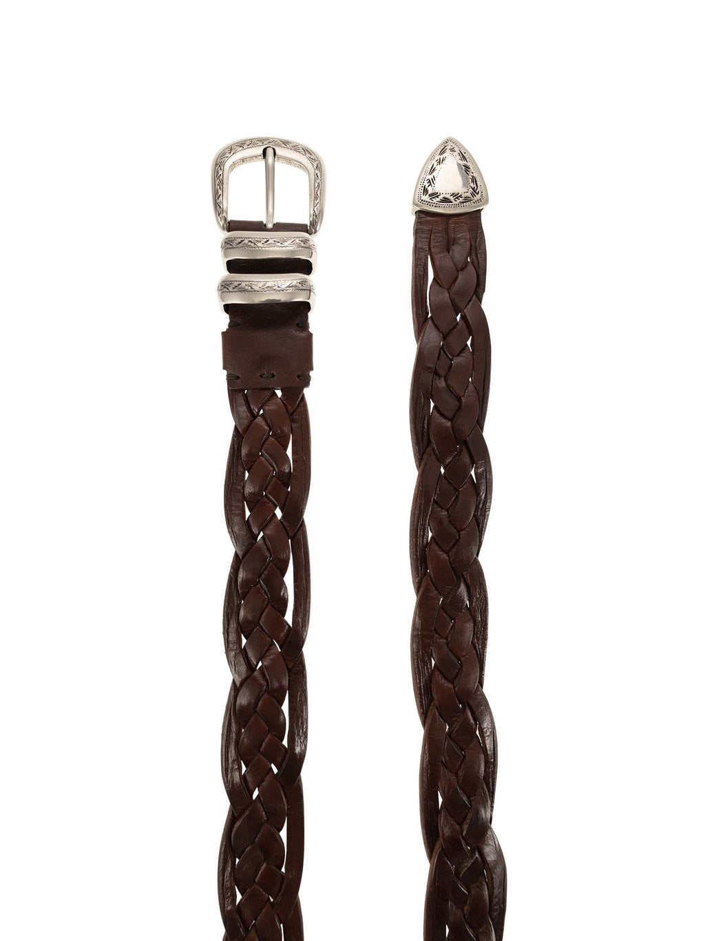 Brunello Cucinelli Men Braided Calfskin Belt With Detailed Buckle And Tip