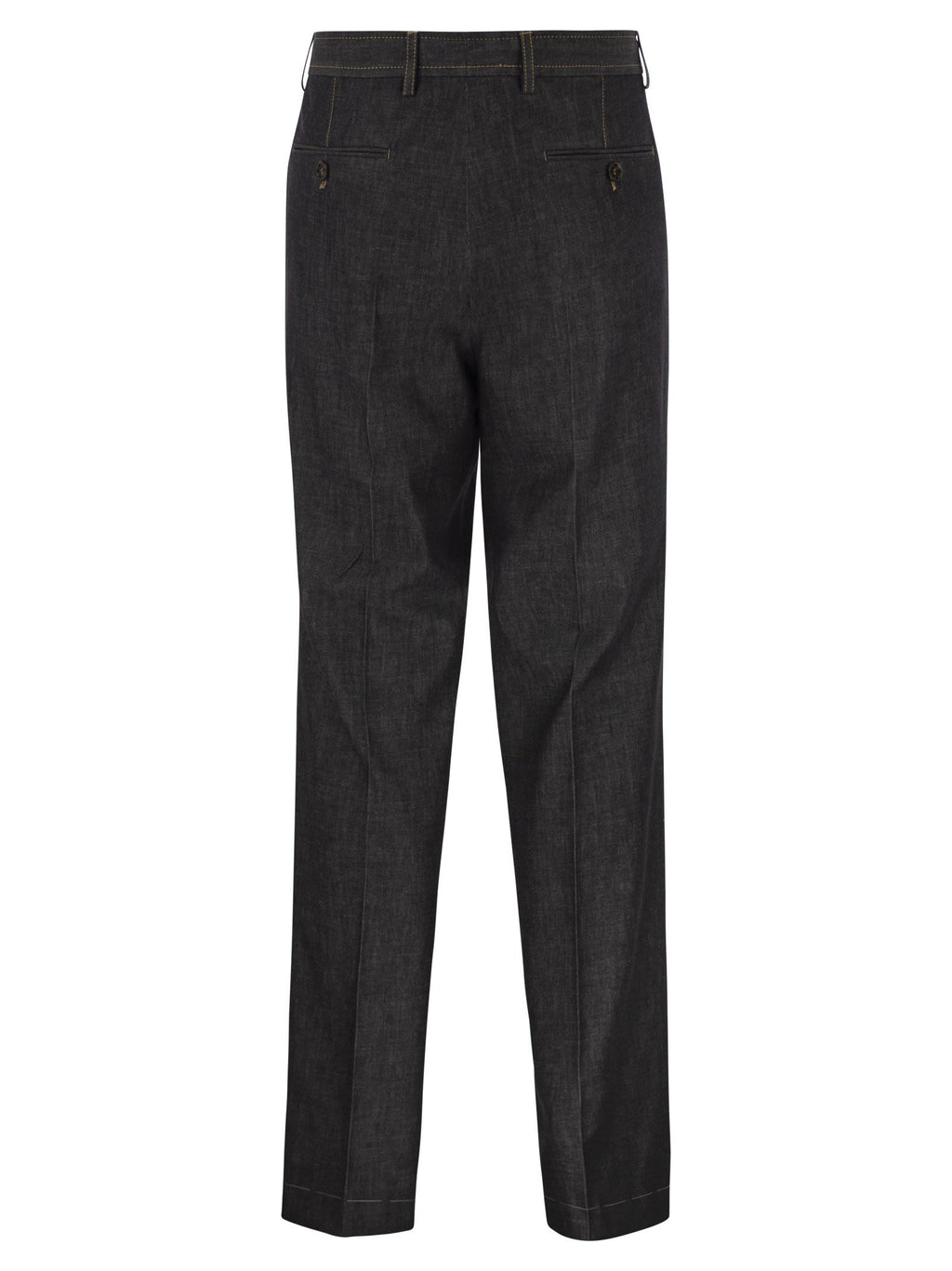 Brunello Cucinelli Men Tailored Cotton Denim Trousers With Pleats