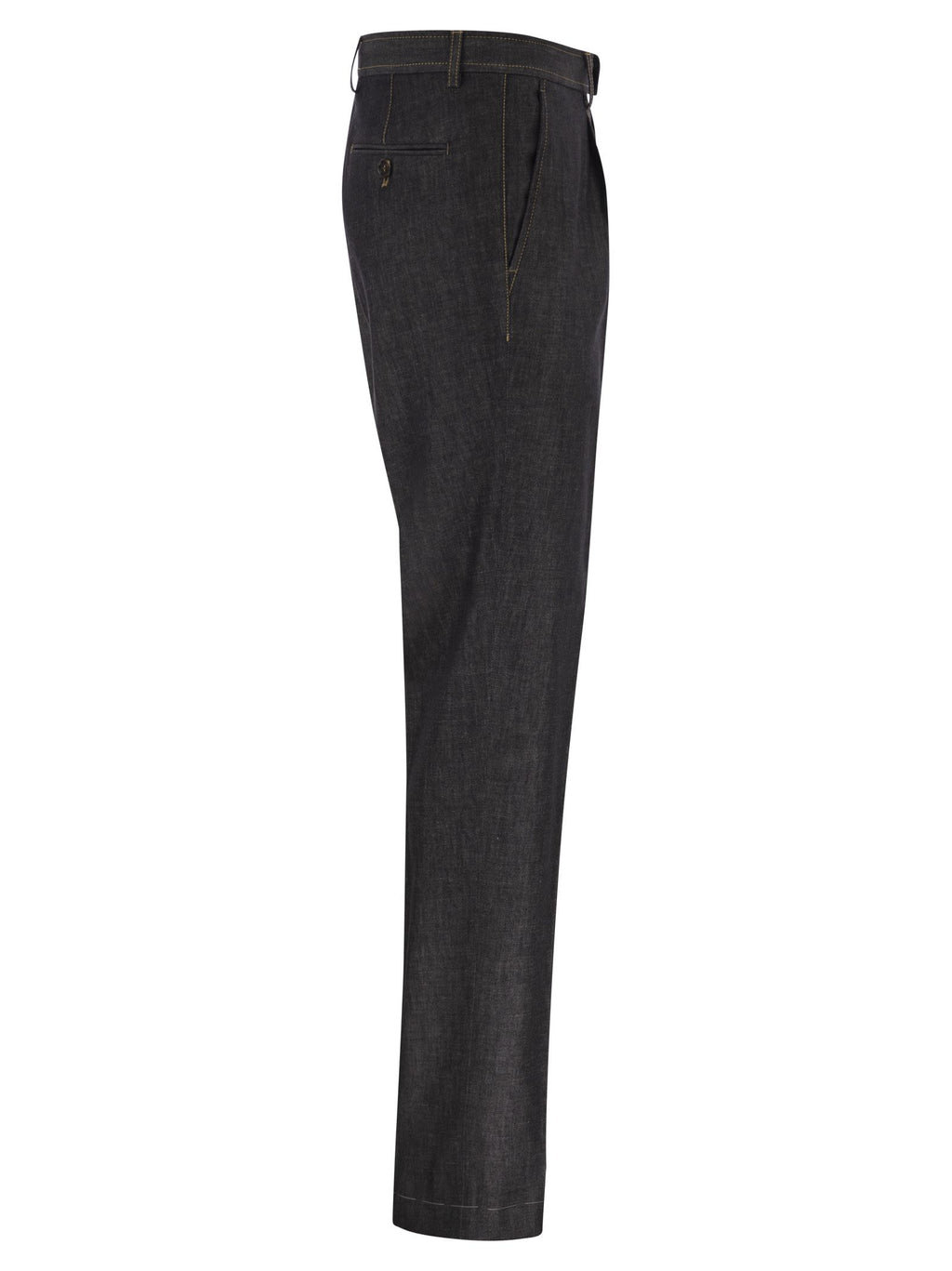 Brunello Cucinelli Men Tailored Cotton Denim Trousers With Pleats