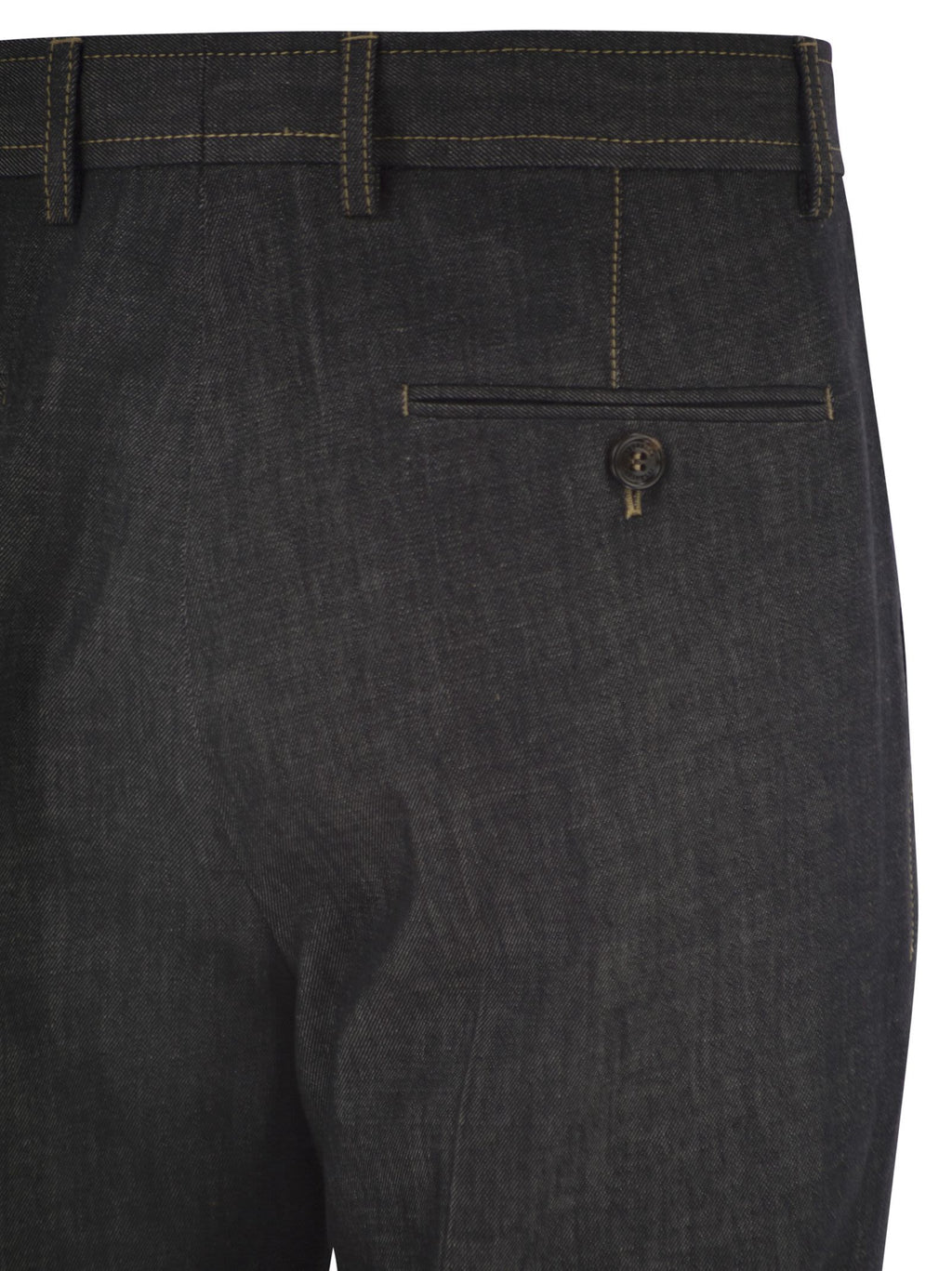 Brunello Cucinelli Men Tailored Cotton Denim Trousers With Pleats