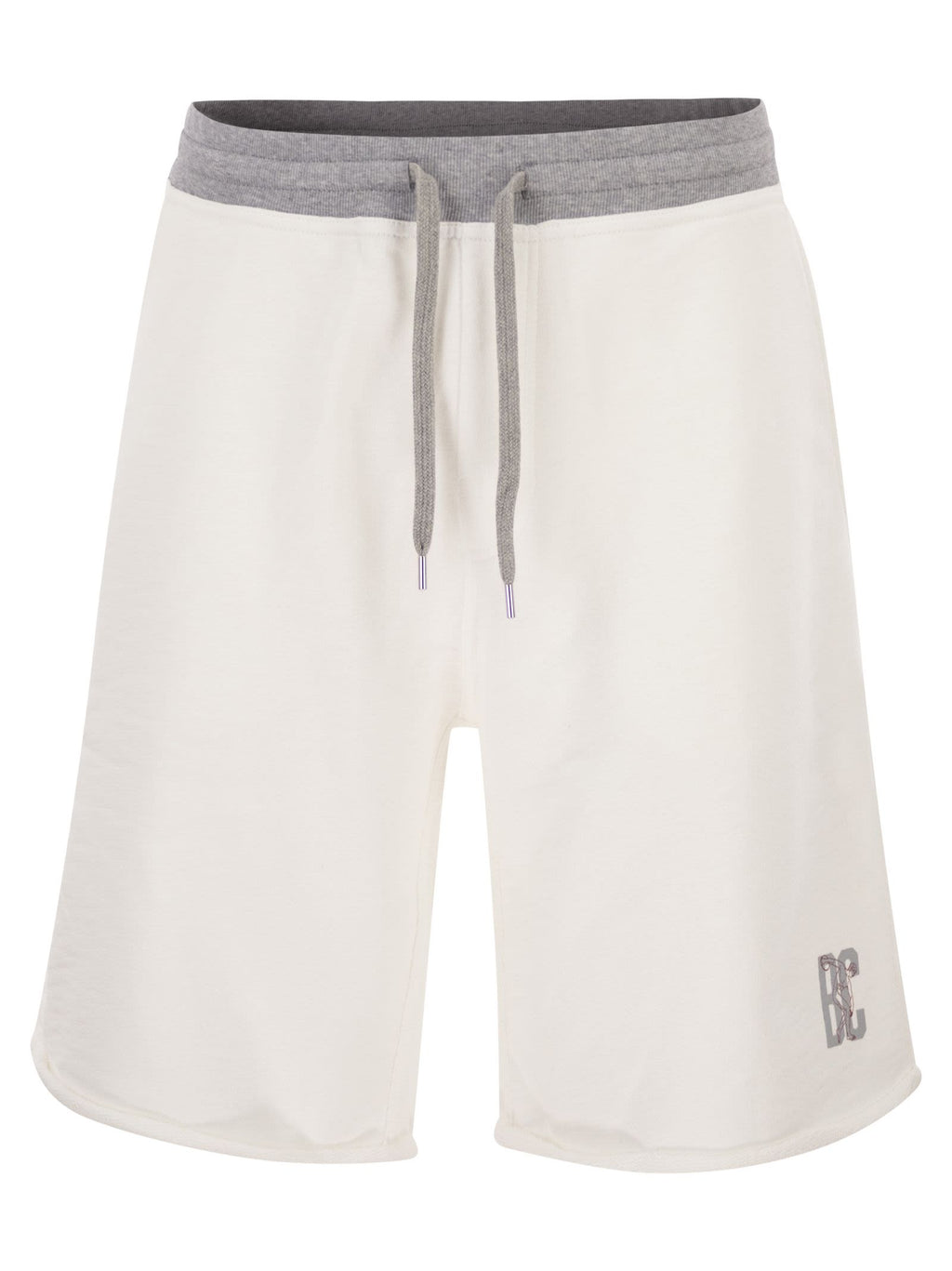 Brunello Cucinelli Men Mélange Cotton And Linen Fleece Bermuda Shorts With Logo