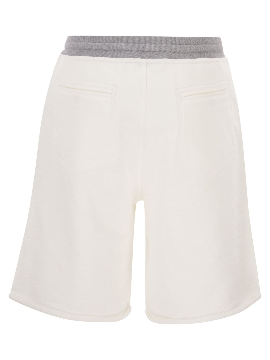 Brunello Cucinelli Men Mélange Cotton And Linen Fleece Bermuda Shorts With Logo