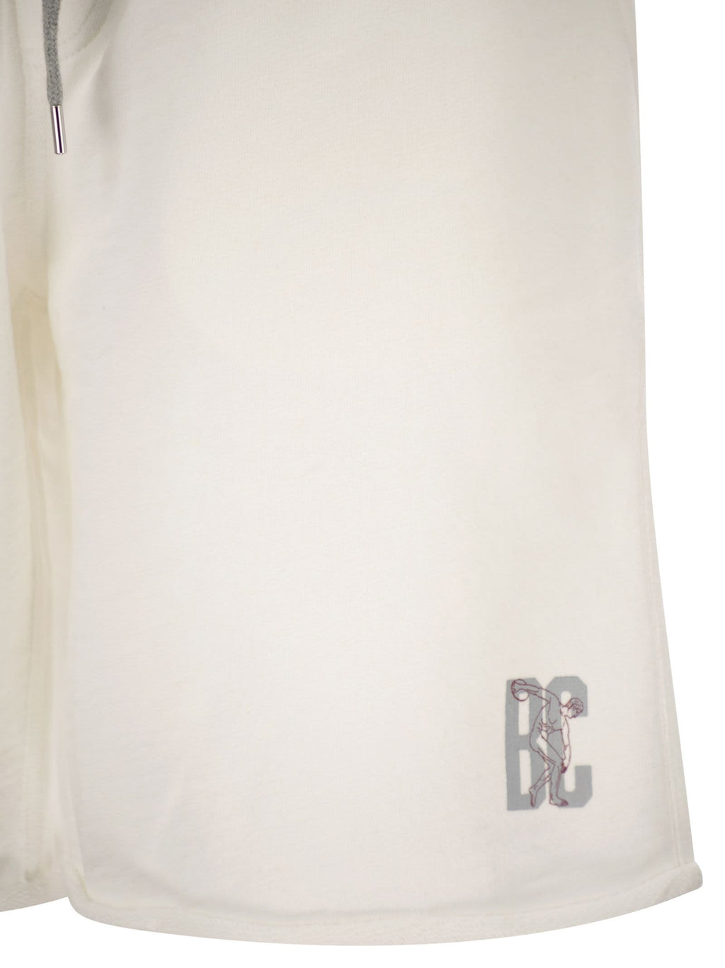 Brunello Cucinelli Men Mélange Cotton And Linen Fleece Bermuda Shorts With Logo
