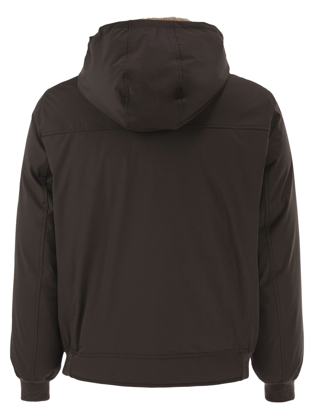 Brunello Cucinelli Men Padded Hooded Bomber Jacket With Shearling Details