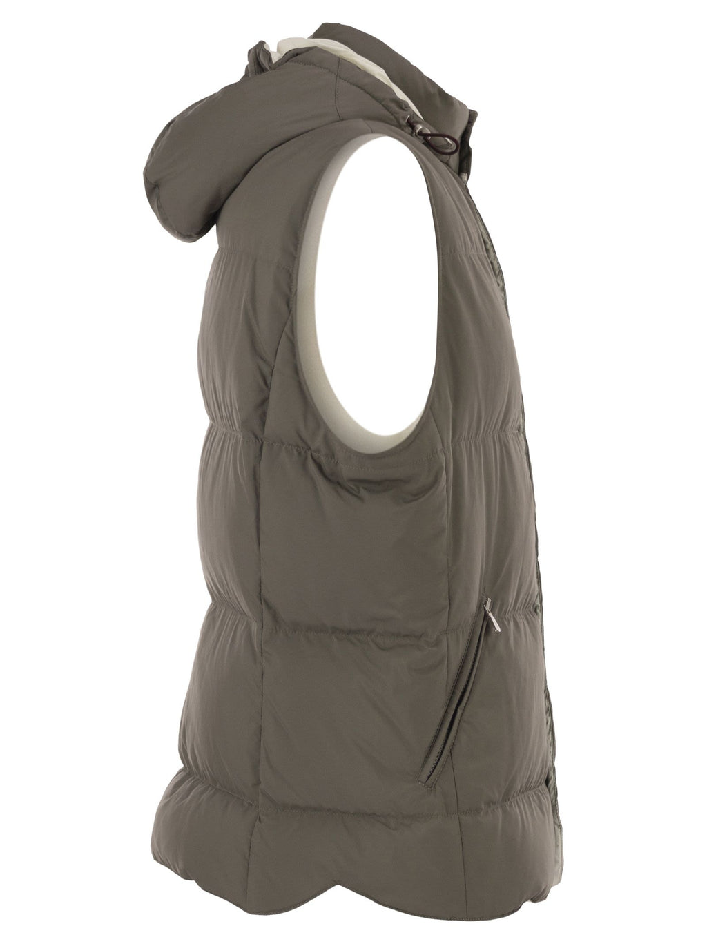 Brunello Cucinelli Men Padded Hooded Gilet In Technical Fabric