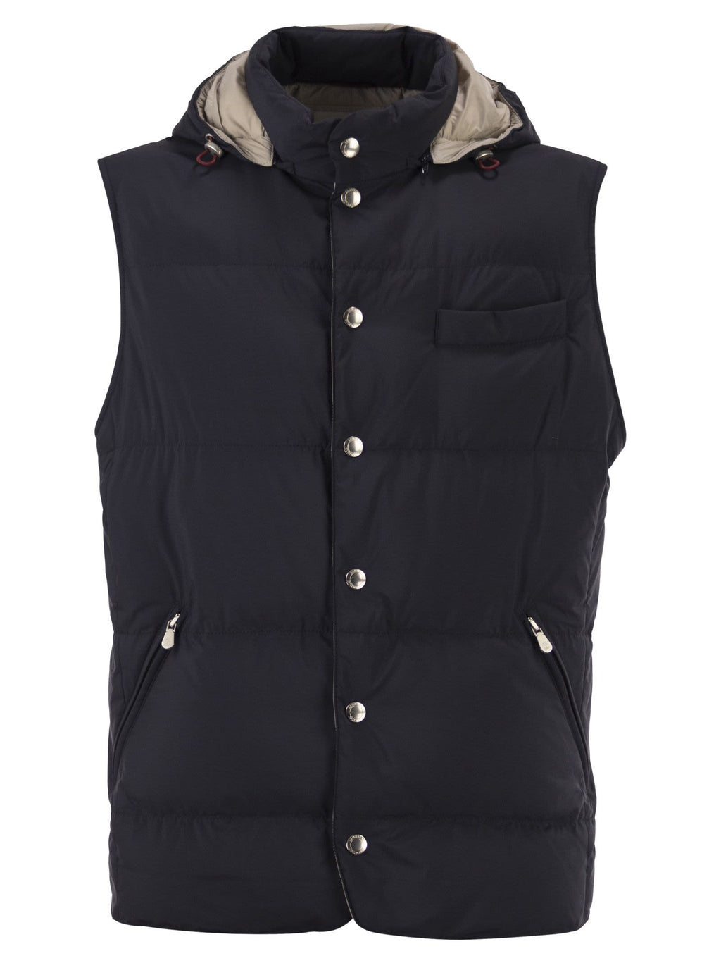 Brunello Cucinelli Men Padded Hooded Gilet In Technical Fabric