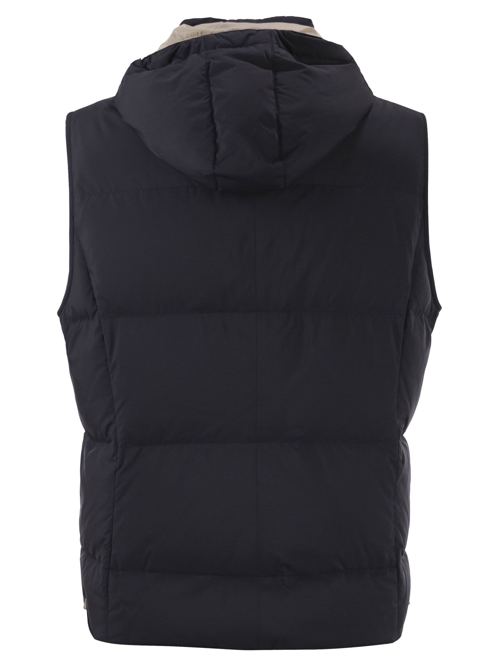 Brunello Cucinelli Men Padded Hooded Gilet In Technical Fabric