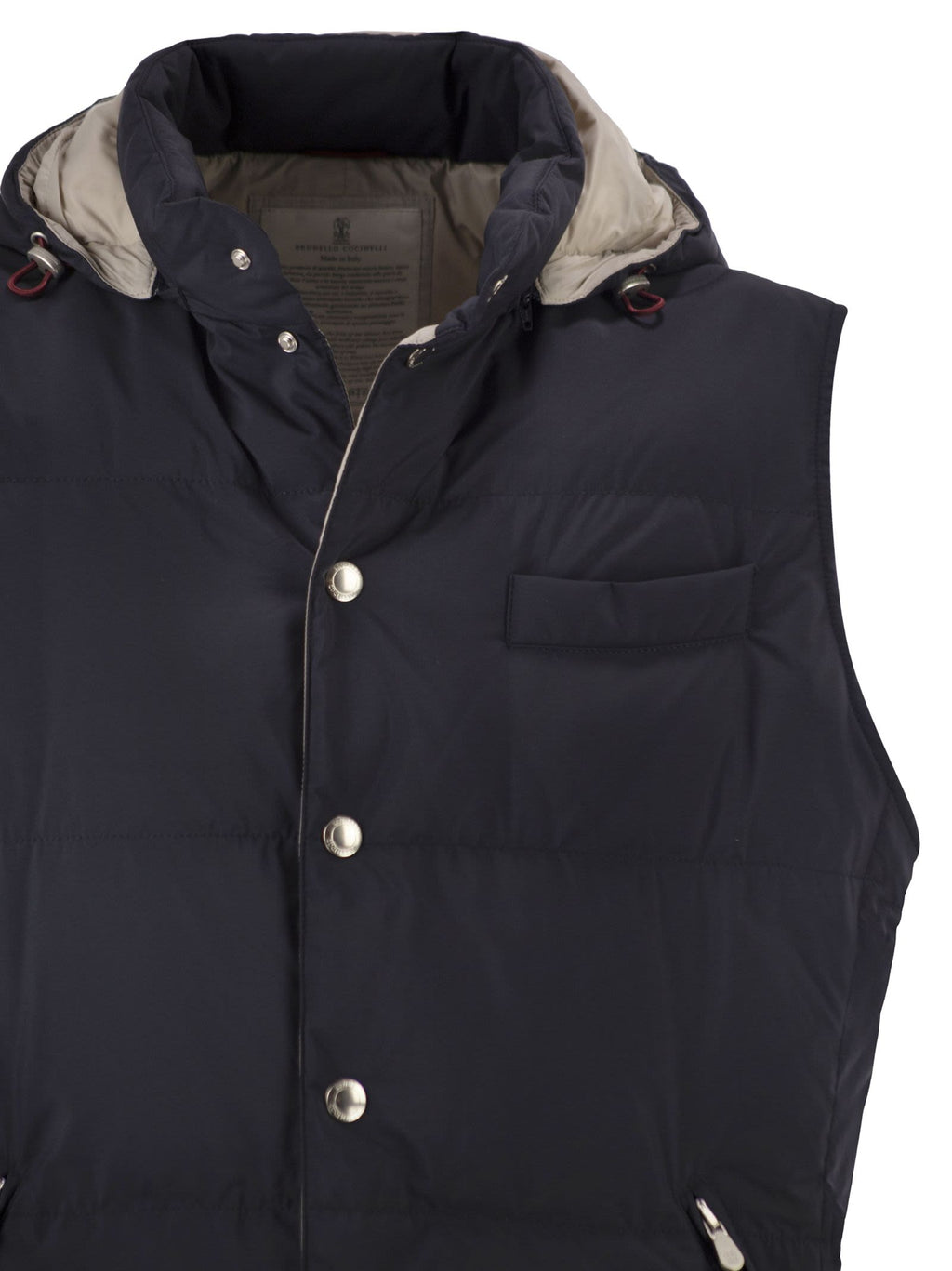 Brunello Cucinelli Men Padded Hooded Gilet In Technical Fabric
