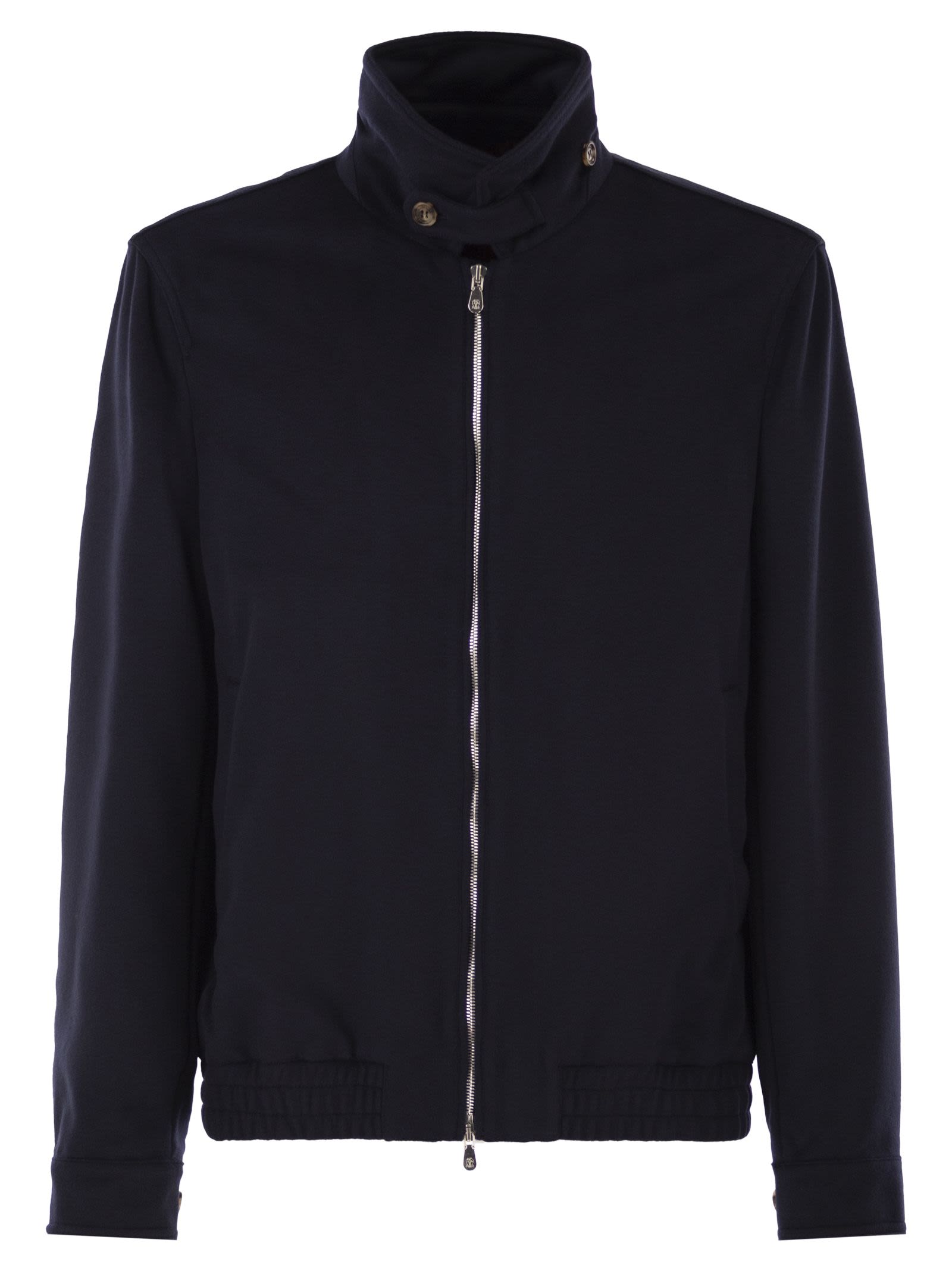 Brunello Cucinelli Men Virgin Wool Bomber Jacket With Stand Collar
