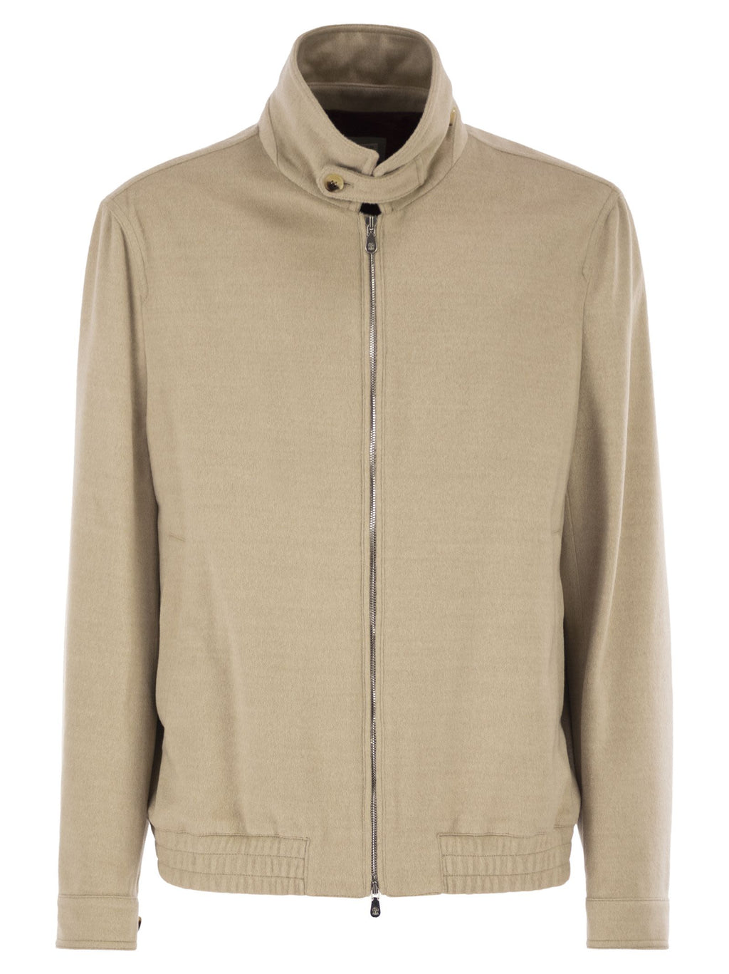 Brunello Cucinelli Men Virgin Wool Bomber Jacket With Stand Collar