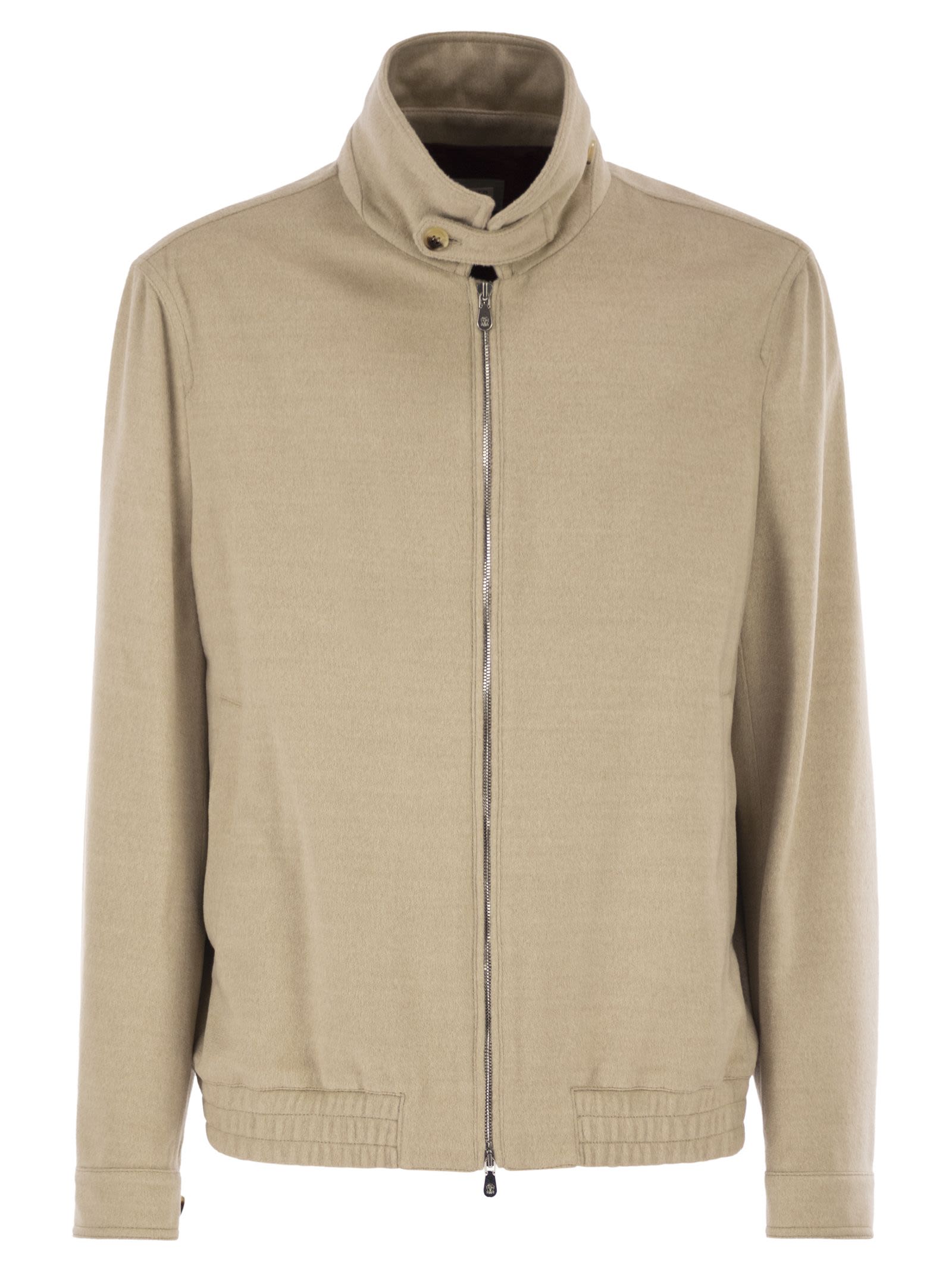 Brunello Cucinelli Men Virgin Wool Bomber Jacket With Stand Collar