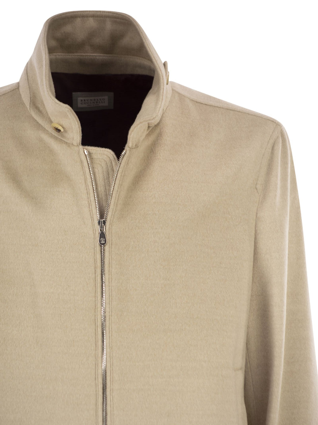 Brunello Cucinelli Men Virgin Wool Bomber Jacket With Stand Collar
