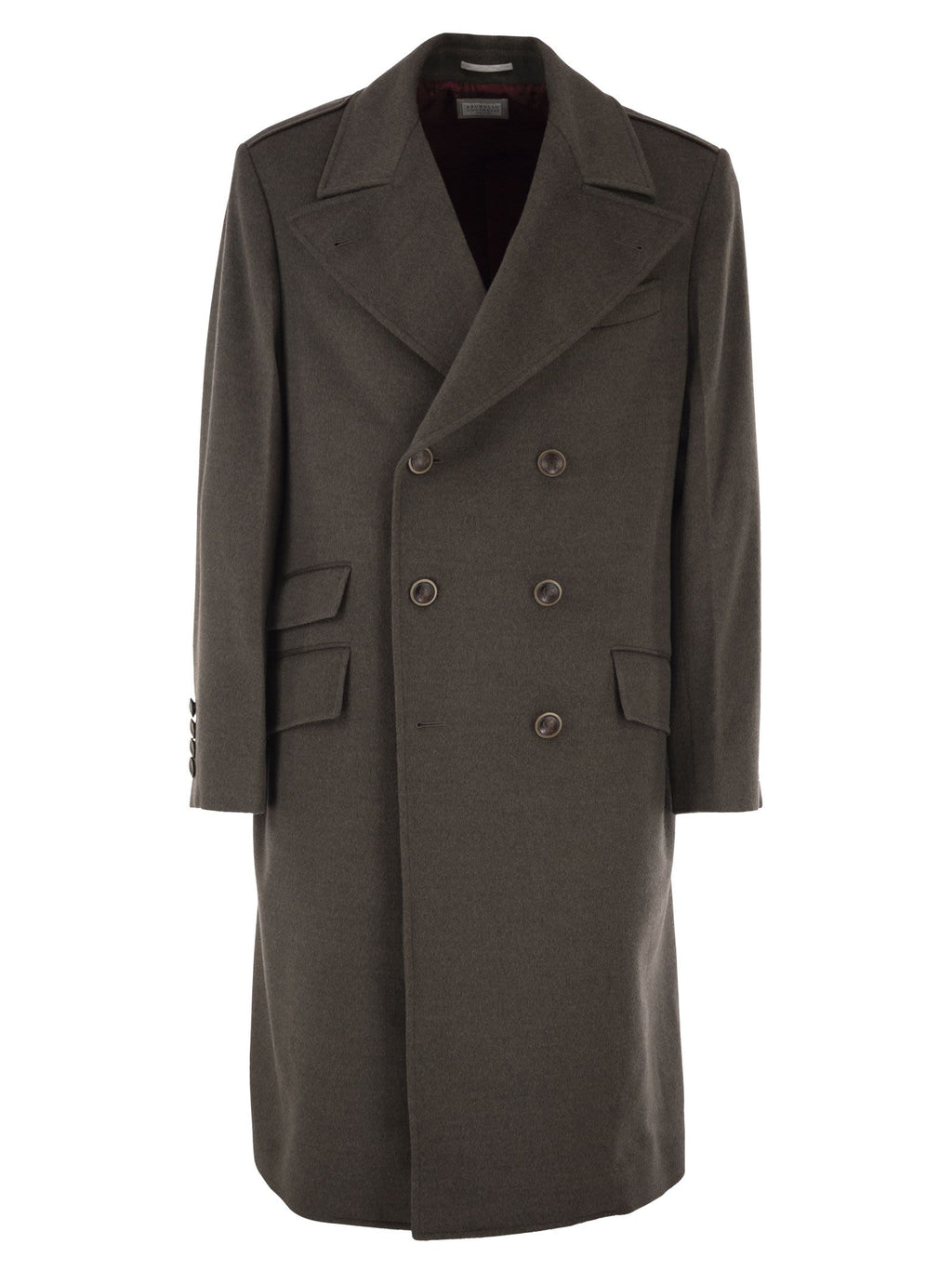 Brunello Cucinelli Men Double-Breasted Pure Wool Tailored Coat