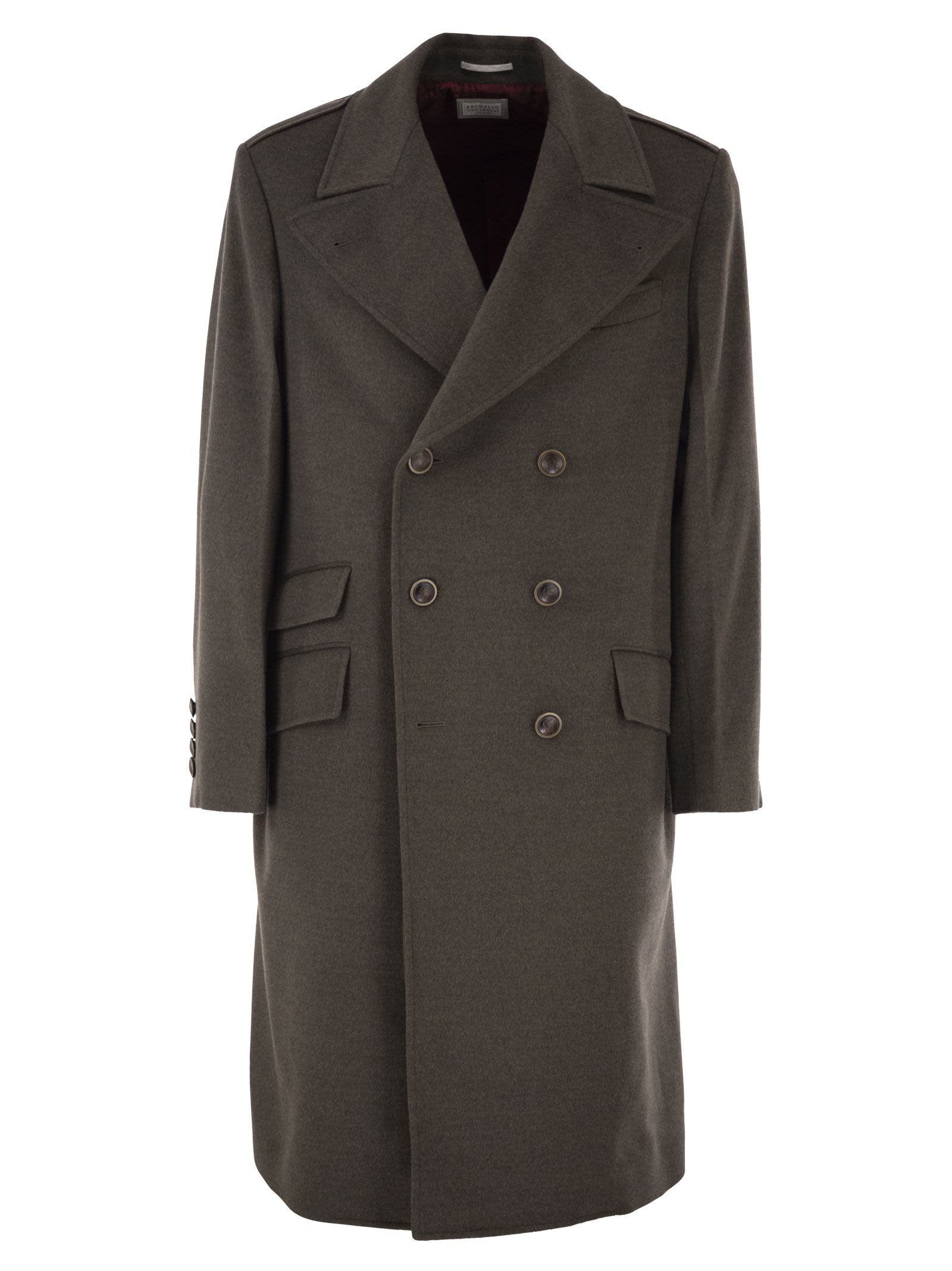 Brunello Cucinelli Men Double-Breasted Pure Wool Tailored Coat