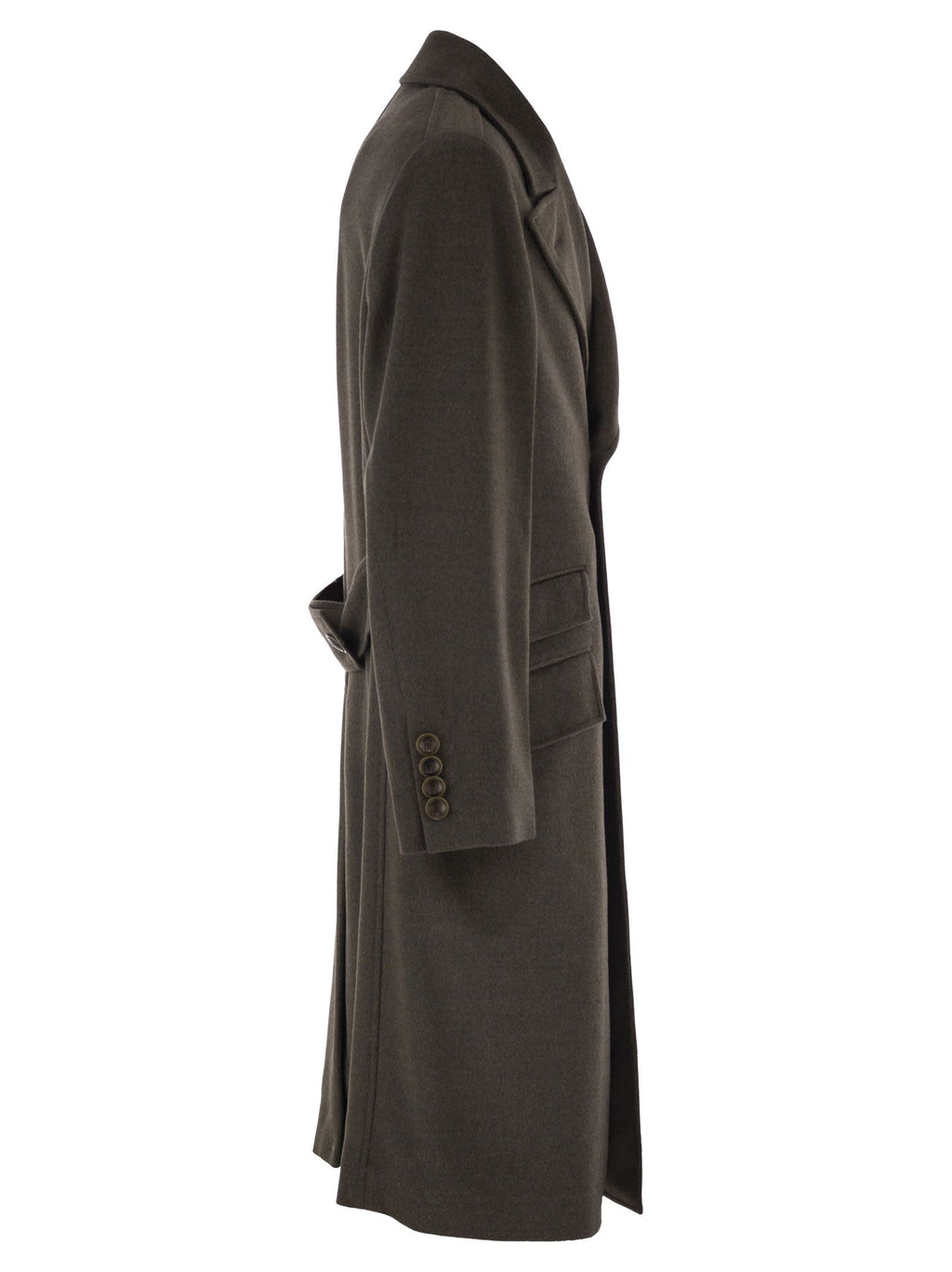Brunello Cucinelli Men Double-Breasted Pure Wool Tailored Coat