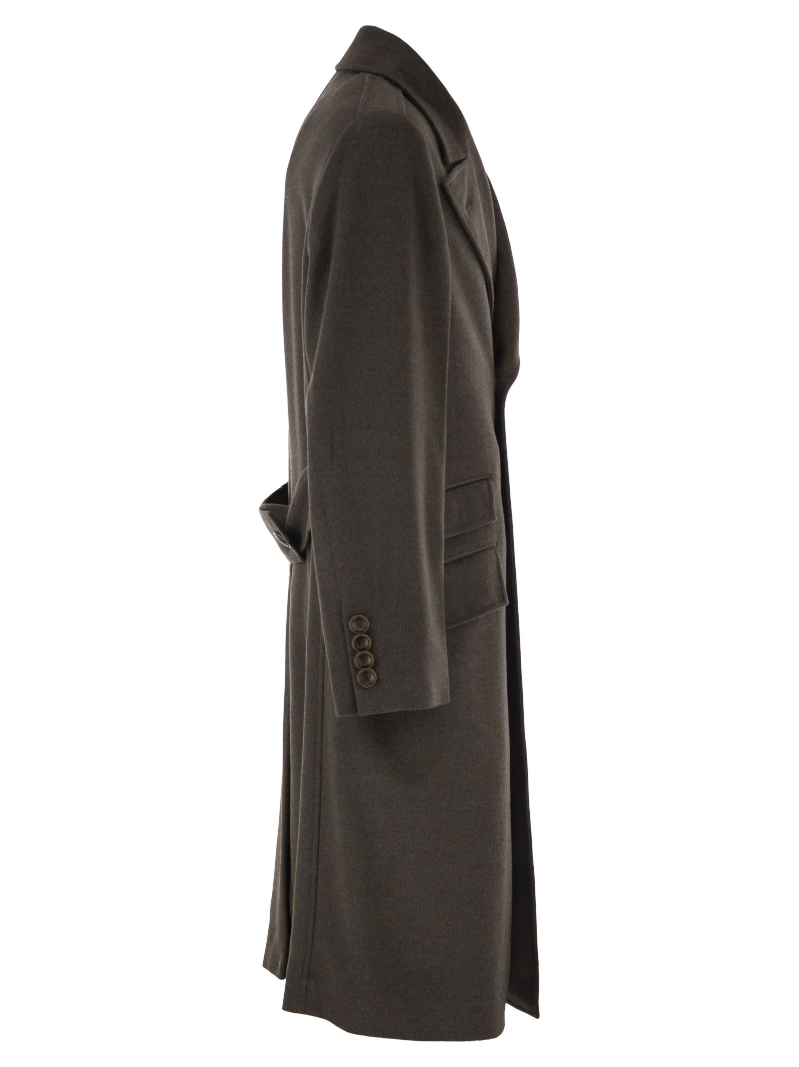 Brunello Cucinelli Men Double-Breasted Pure Wool Tailored Coat