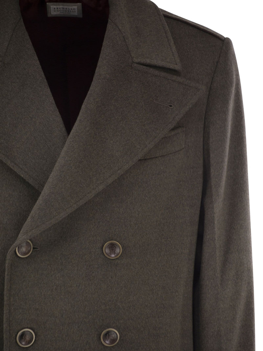 Brunello Cucinelli Men Double-Breasted Pure Wool Tailored Coat