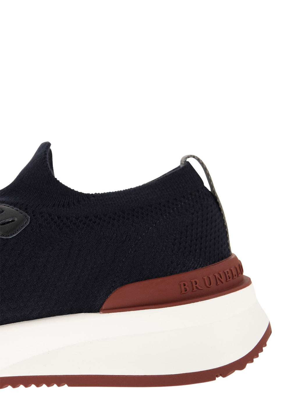 Brunello Cucinelli Men Runners In Cotton Knit And Semi-Glossy Calf Leather