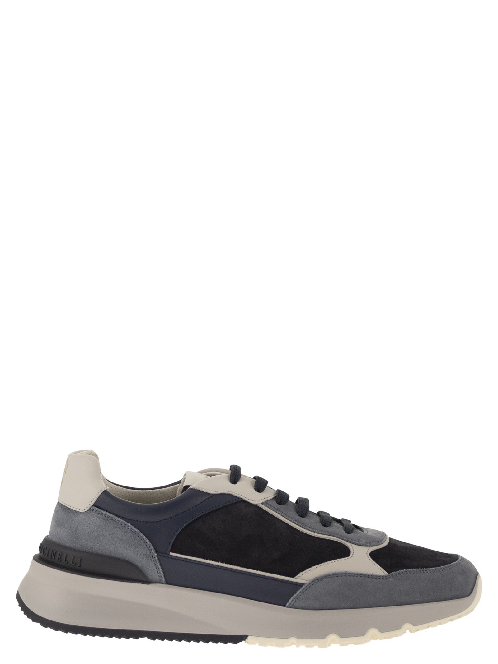 Brunello Cucinelli Men Multicolour Leather And Suede Runner Sneakers
