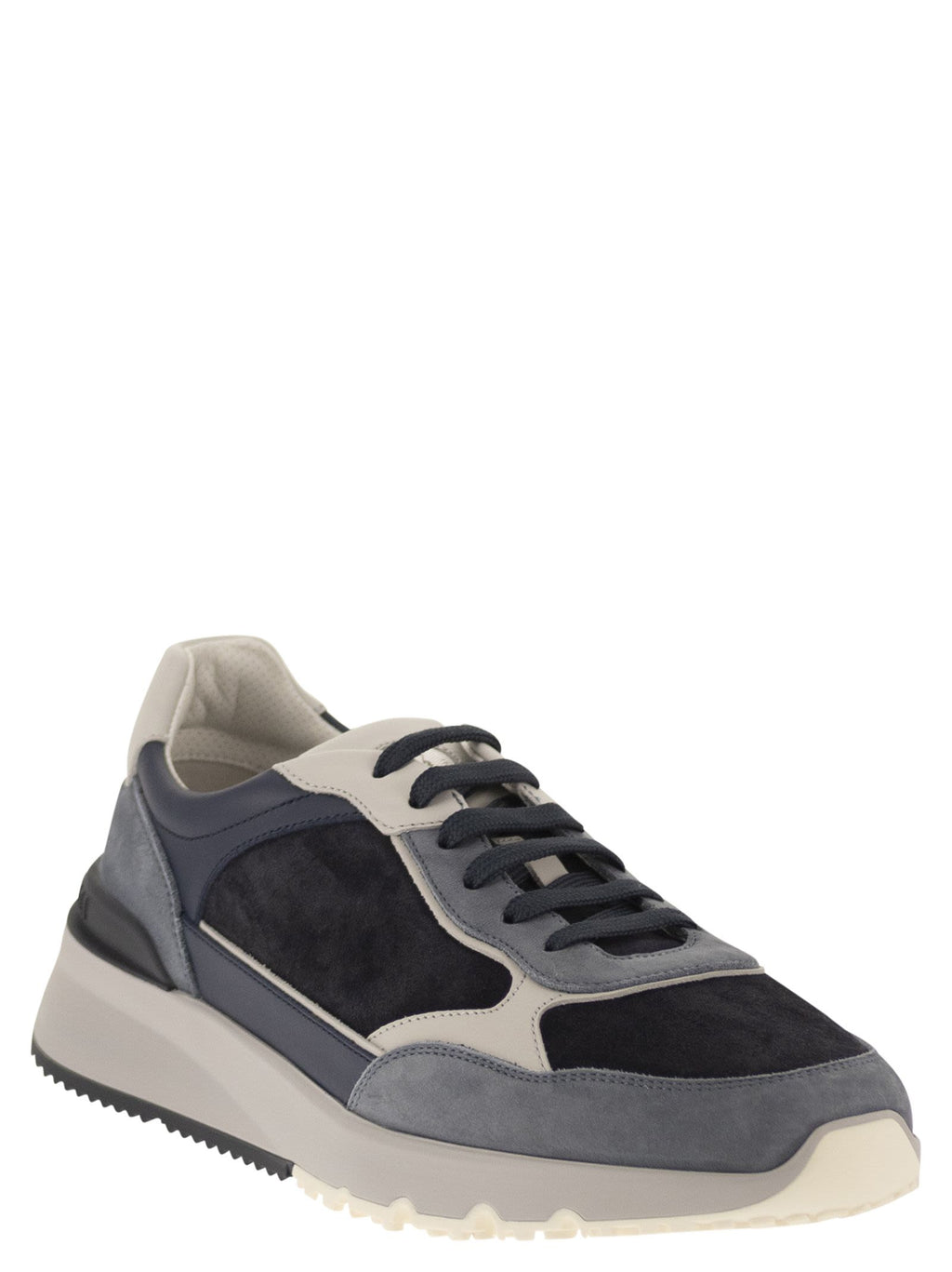 Brunello Cucinelli Men Multicolour Leather And Suede Runner Sneakers