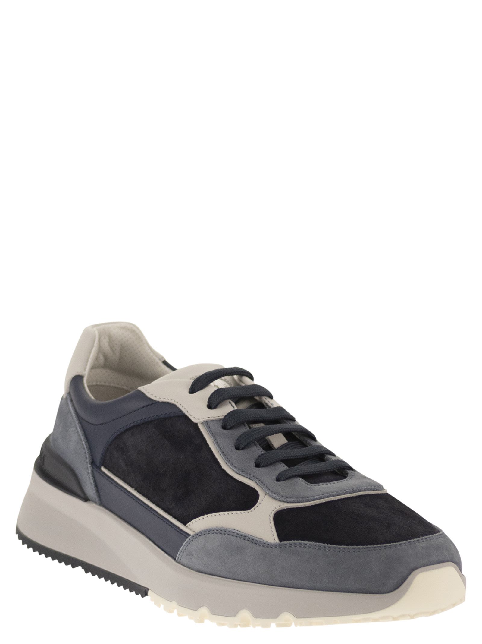 Brunello Cucinelli Men Multicolour Leather And Suede Runner Sneakers