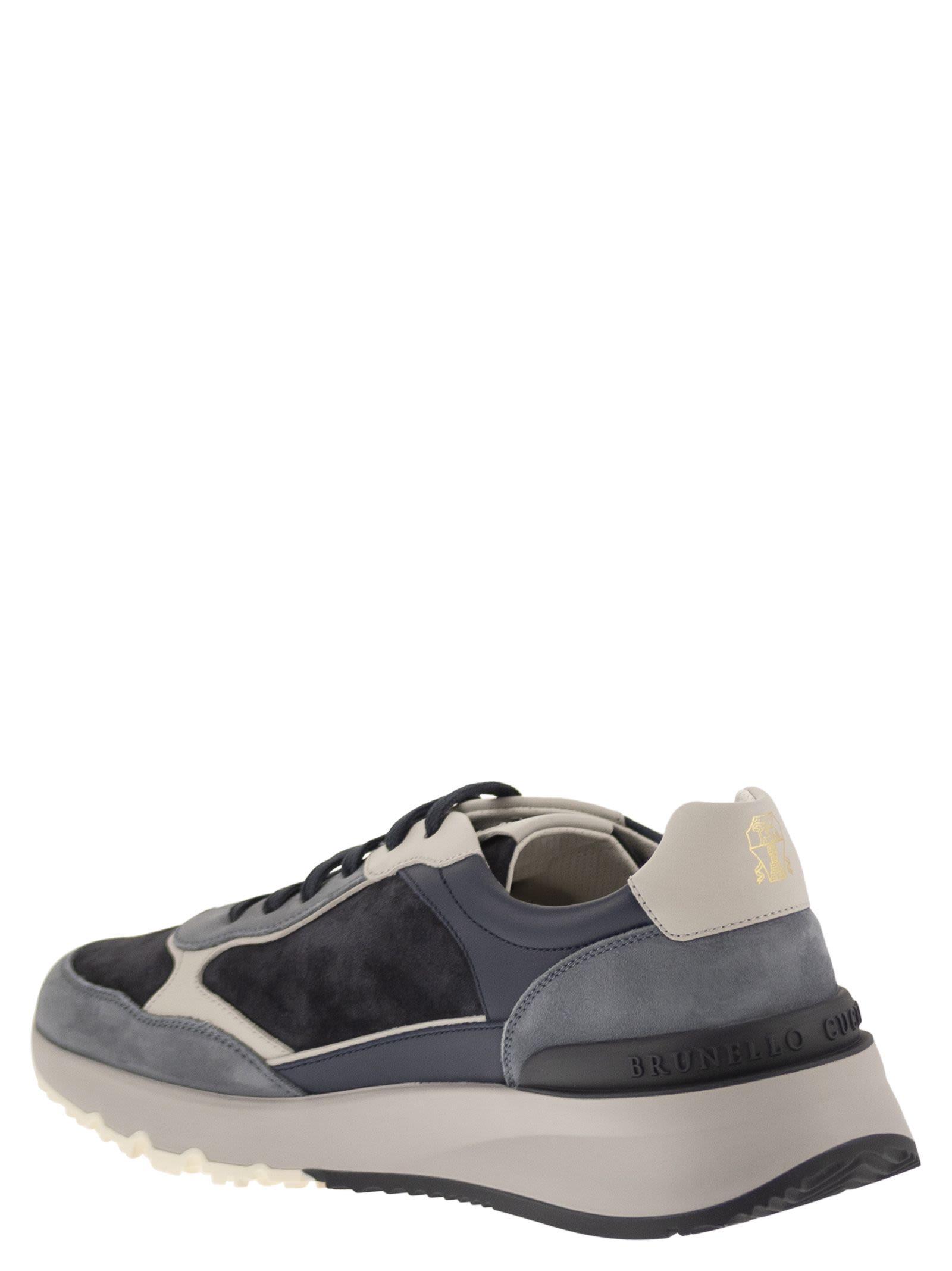 Brunello Cucinelli Men Multicolour Leather And Suede Runner Sneakers