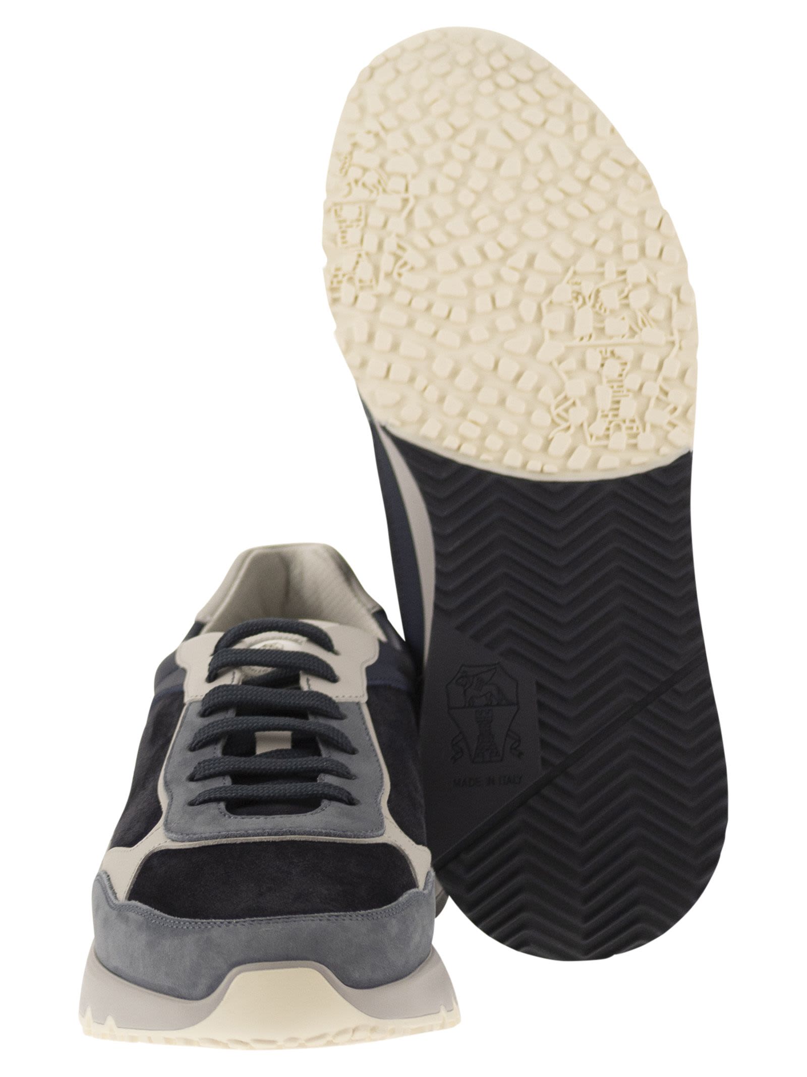 Brunello Cucinelli Men Multicolour Leather And Suede Runner Sneakers