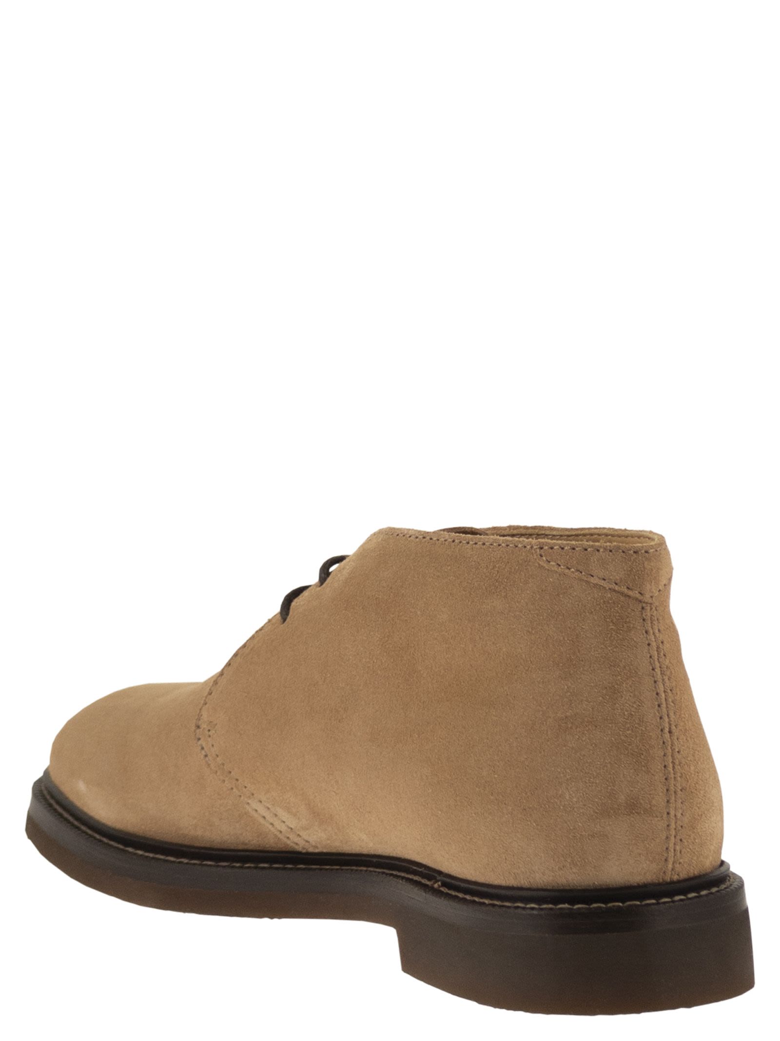 Brunello Cucinelli Men Suede Desert Boots With Rubber Sole