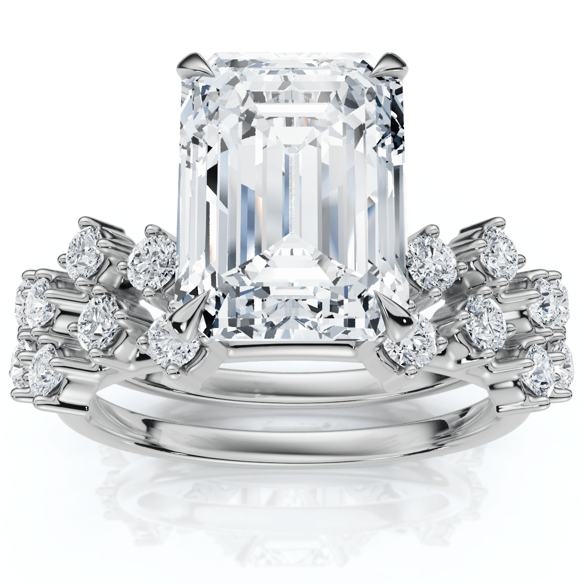 Certified 3 1/4Ct Emerald Diamond Bridal Set 14k Gold or Platinum Lab Grown