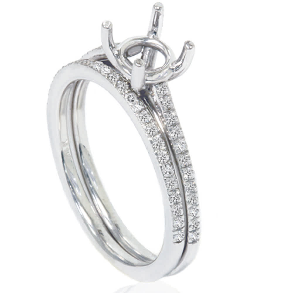 1/5ct Pave Cathedral Diamond Engagement Ring Setting 14K White Gold Size Selectable
