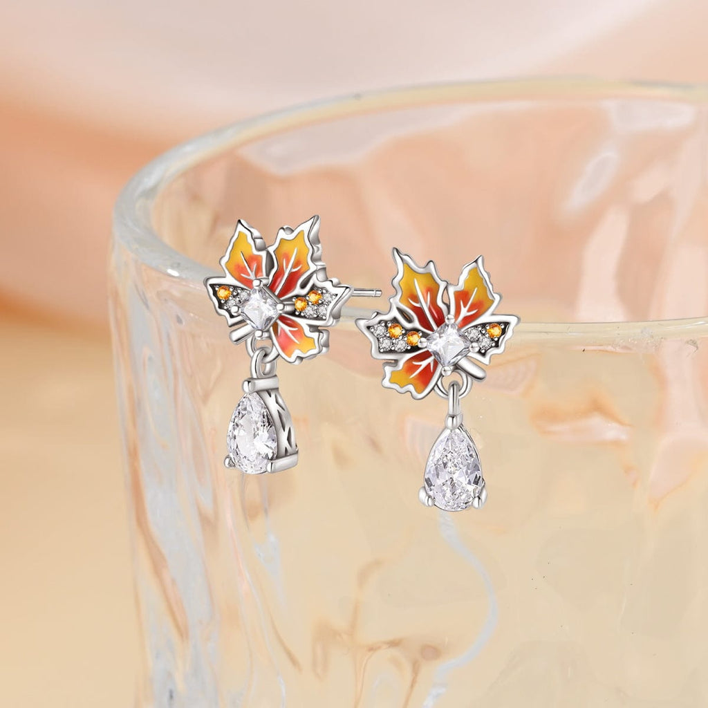 Autumn Glow Maple Leaf Drop Earring