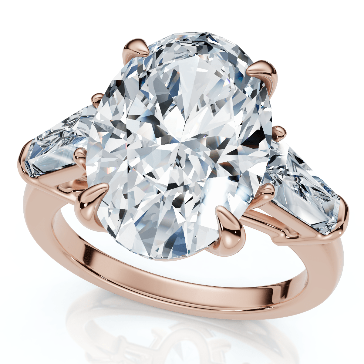 Certified 4 1/3Ct Oval & Baguette Diamond Engagement Ring 14k Gold/Pt Lab Grown