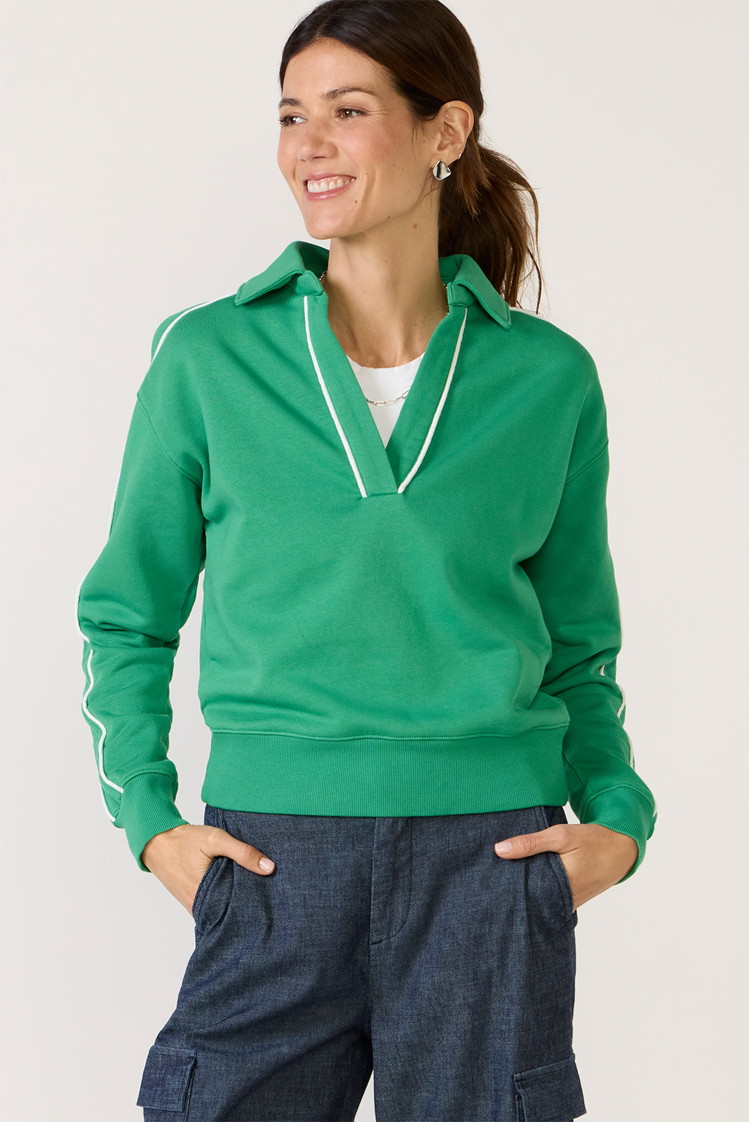 Women's Elsie Piped Polo Sweatshirt