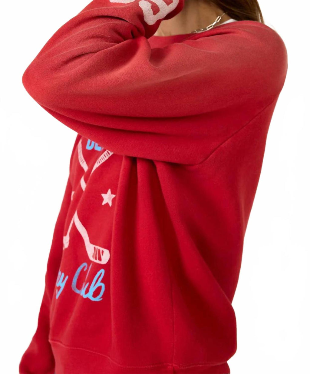 Hockey Club Vintage Raglan Sweatshirt In Red