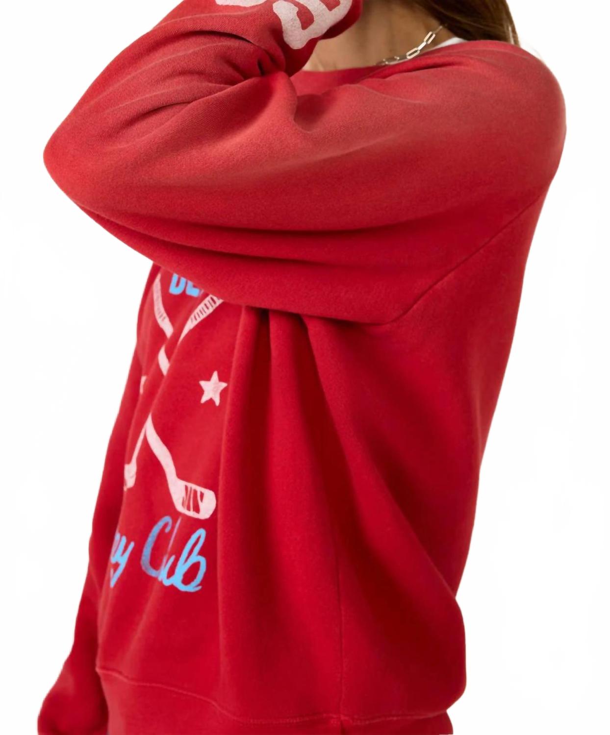 Hockey Club Vintage Raglan Sweatshirt In Red