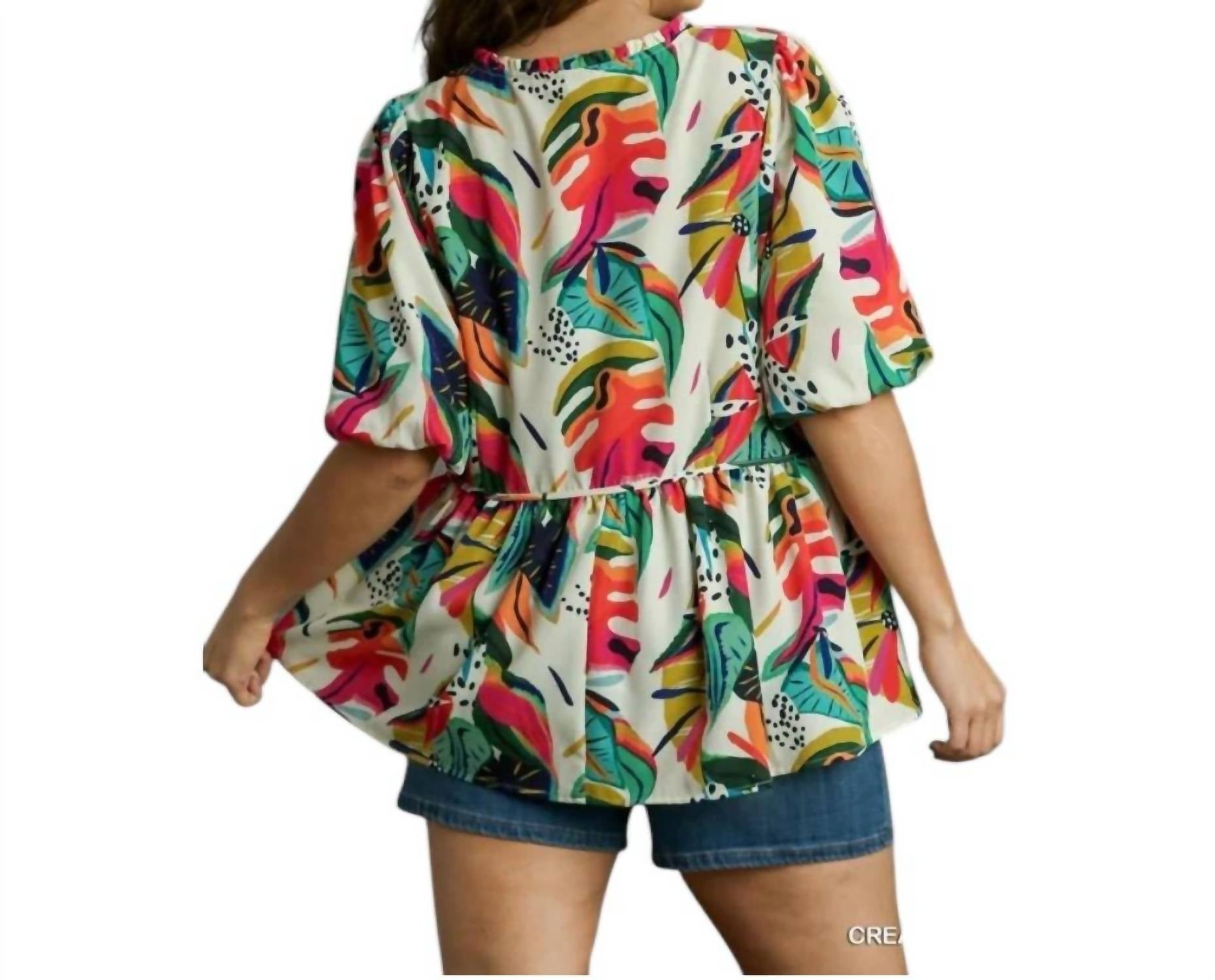 What Could Be V-Neck Top - Plus Size In Cream Mix