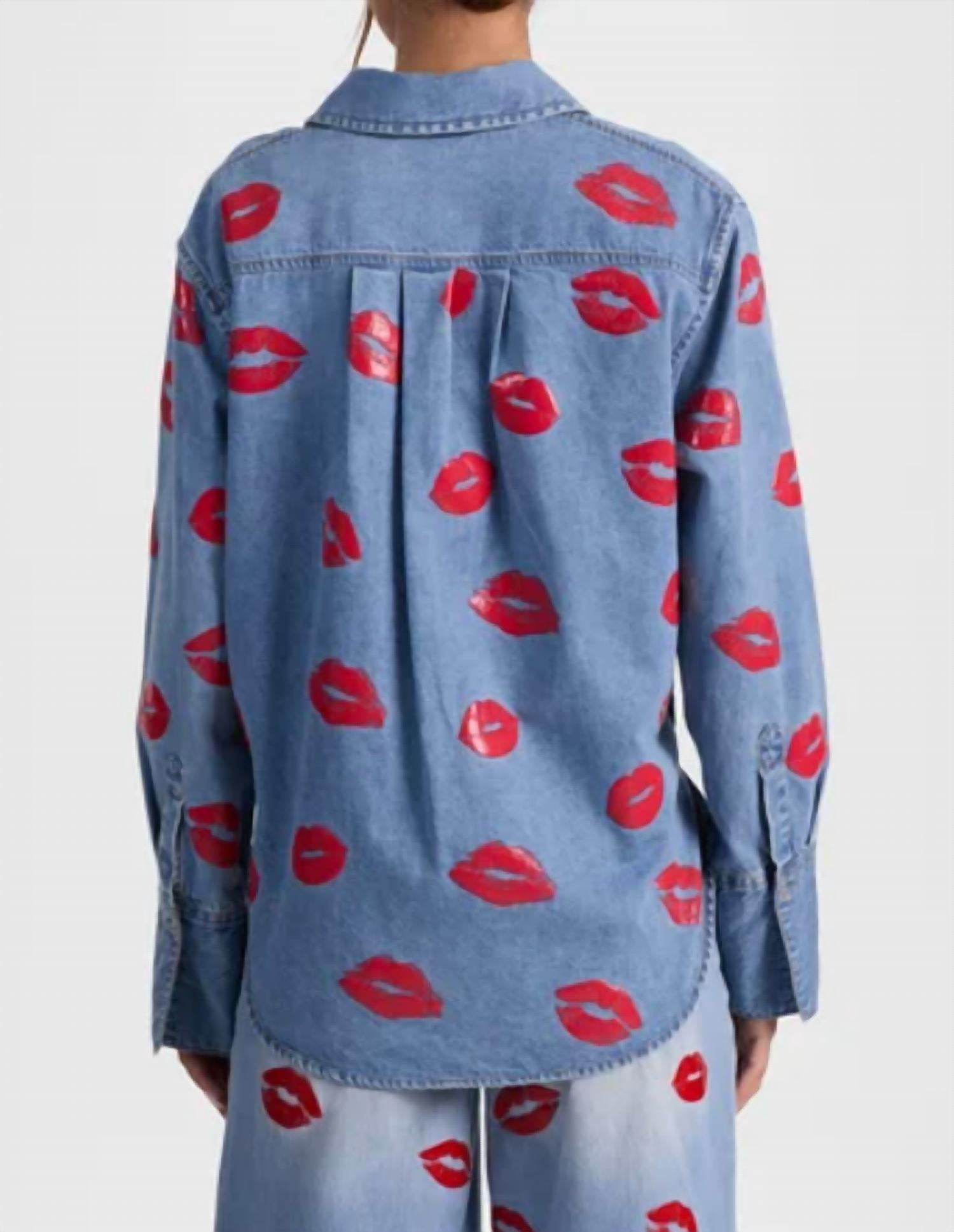 Finelly Oversized Shirt With Pocket In Denver Bright Blue