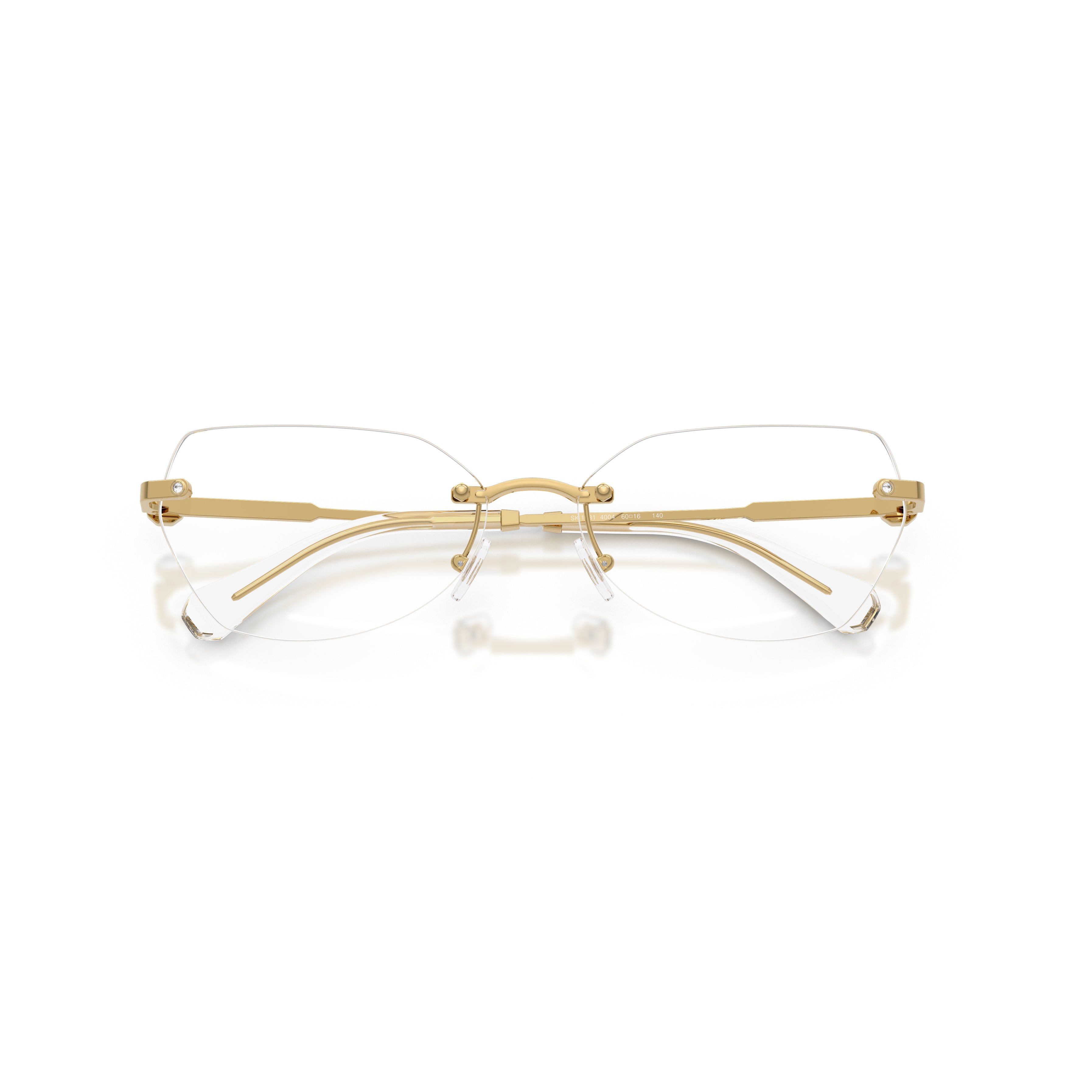 0Sk1031 Rimless Gold Metal Eyeglasses with Textured Temples