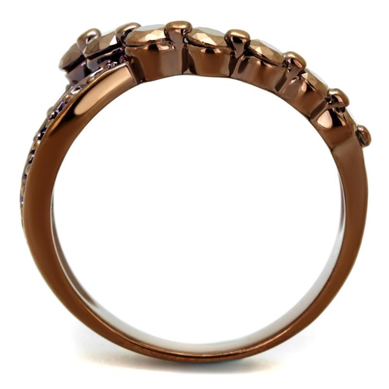 IP Coffee light Brass Ring with AAA Grade CZ in Light Coffee