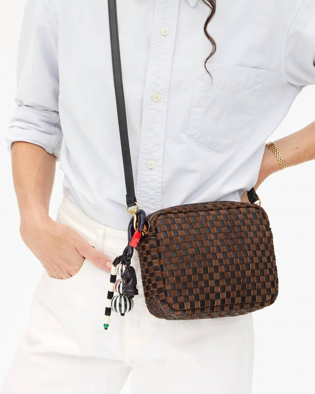 Women's Beaded Stripe Fob Bag Charm In Multi