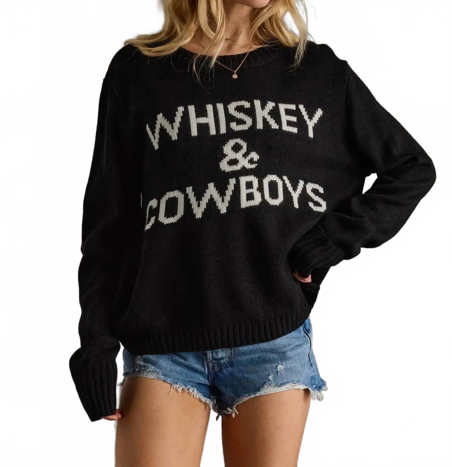 Whiskey Long Sleeve Sweater In Black