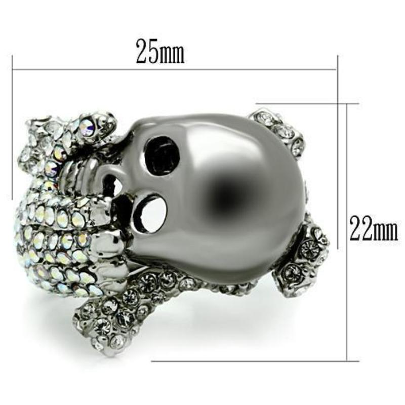 Rhodium + Ruthenium White Metal Ring with Top Grade Crystal in Aurora Borealis (Rainbow Effect)